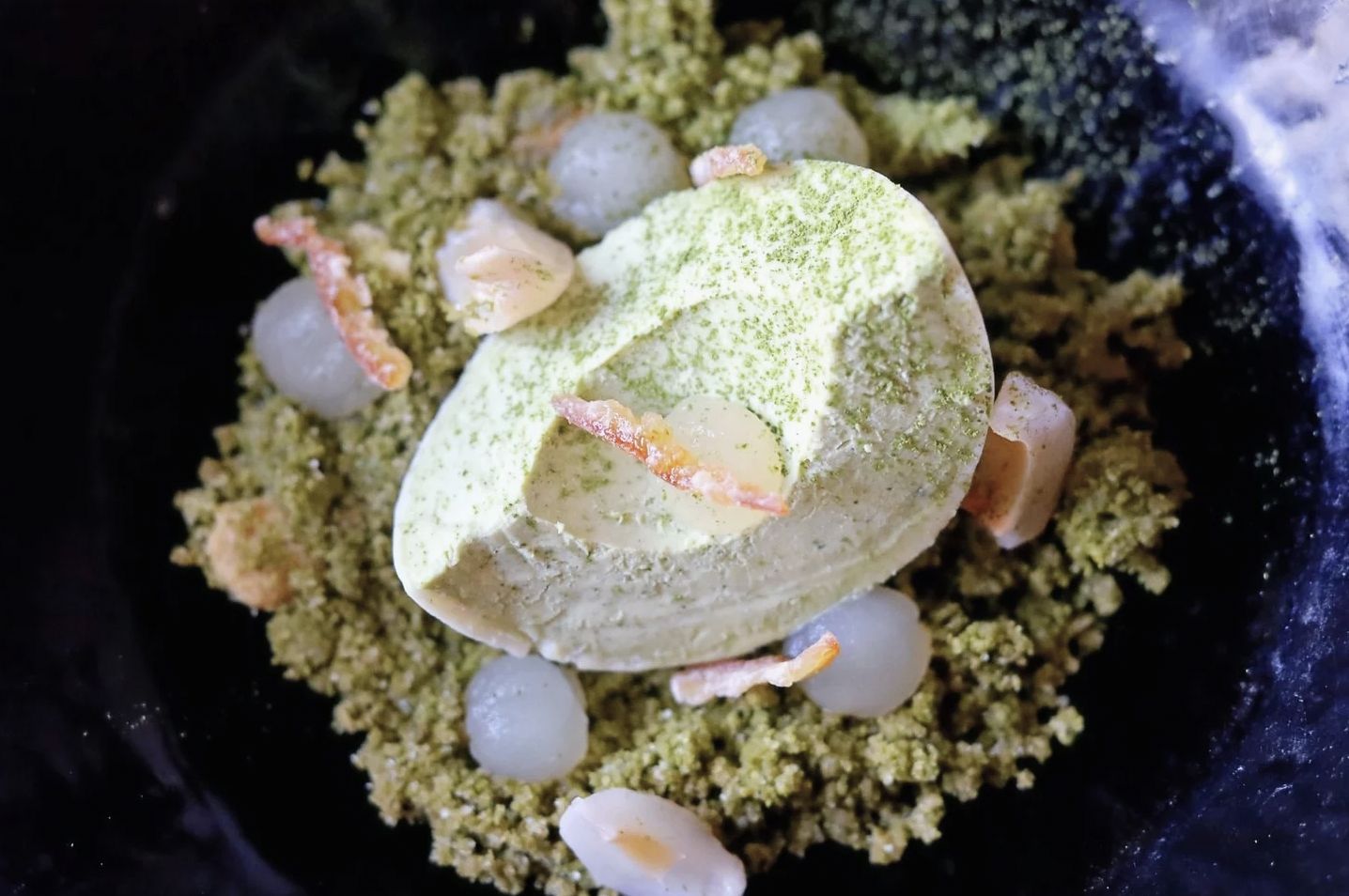 Matcha Yuzu Mousse - Lychee Gel - Matcha Soil