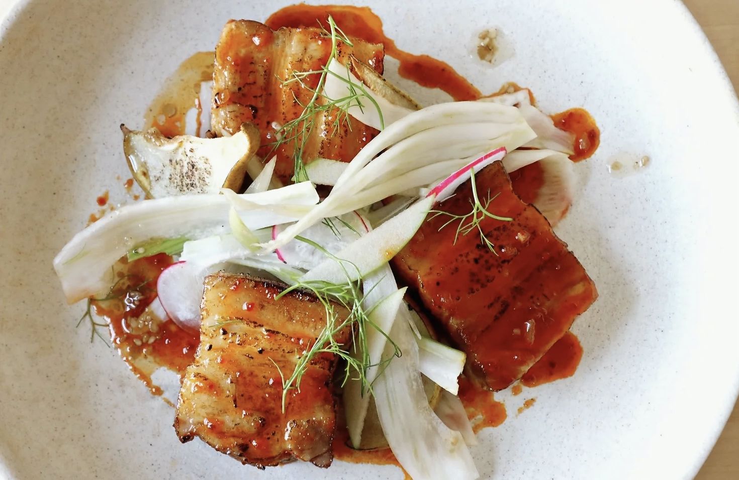 Gochujang Pork Belly - Fennel Pear Salad