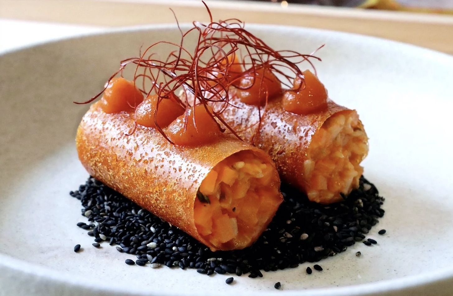 Kimchi Sweet Potato Gochujang Amuse (Vegan)