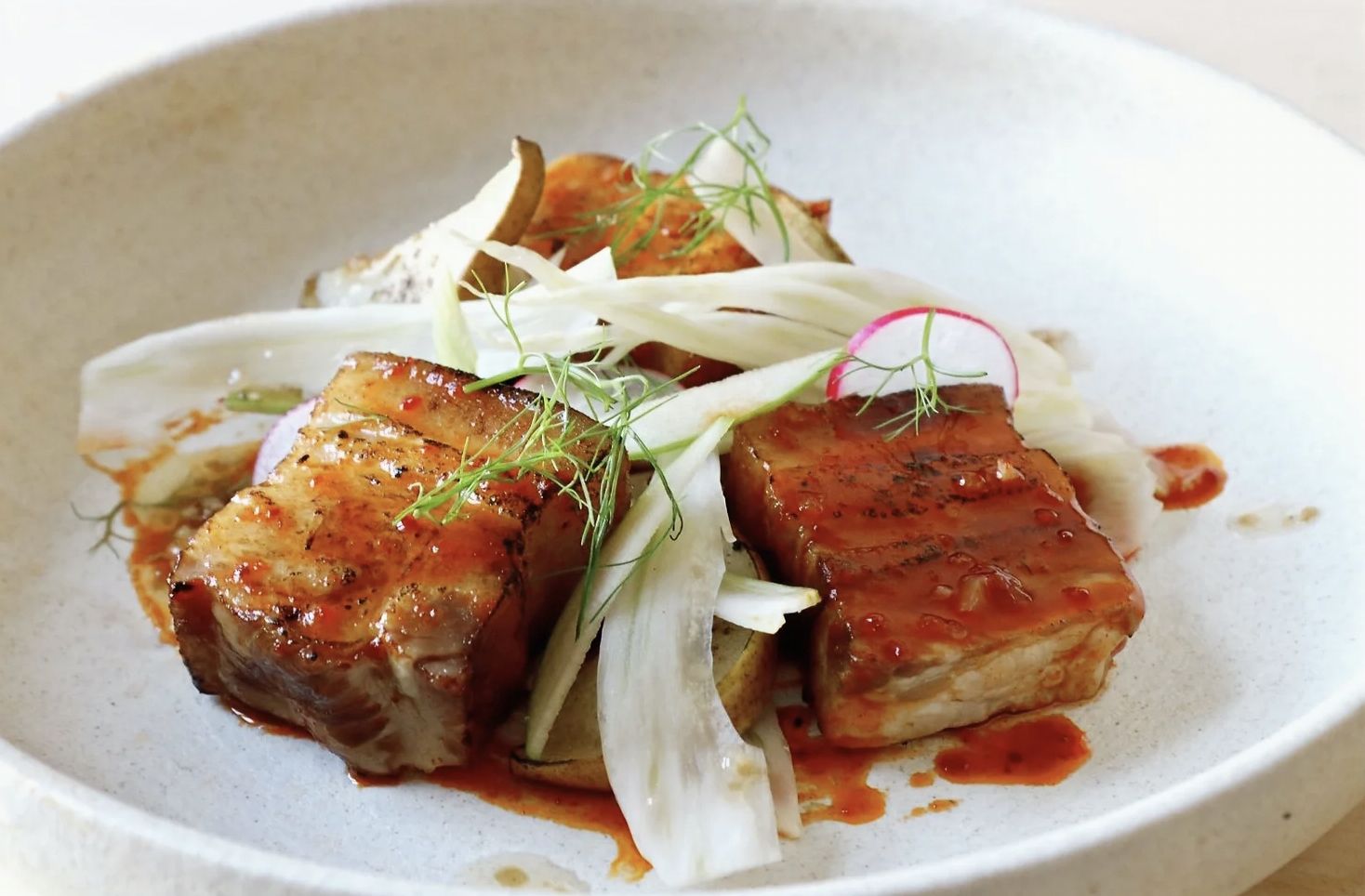 Gochujang Pork Belly - Fennel Pear Salad