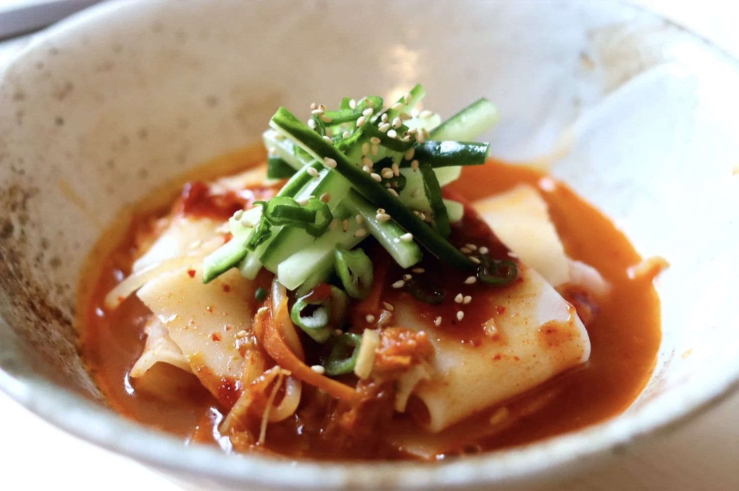 Korean Flat Udon Kimchi Broth (Vegan)