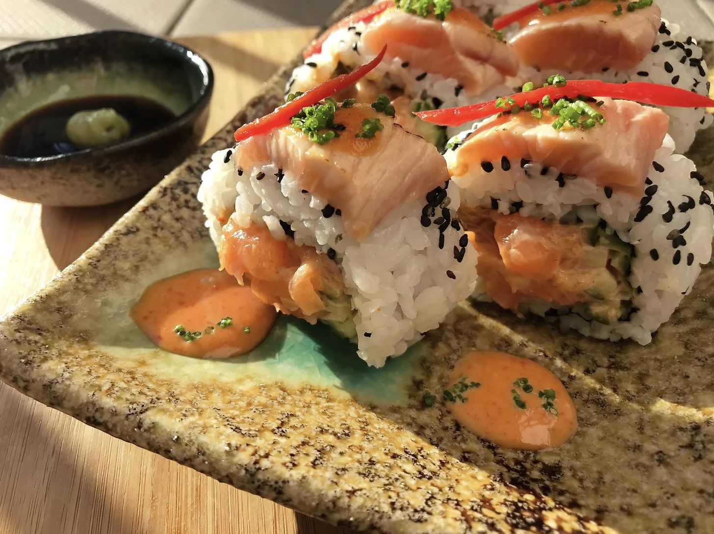 Spicy Salmon Uramaki Roll